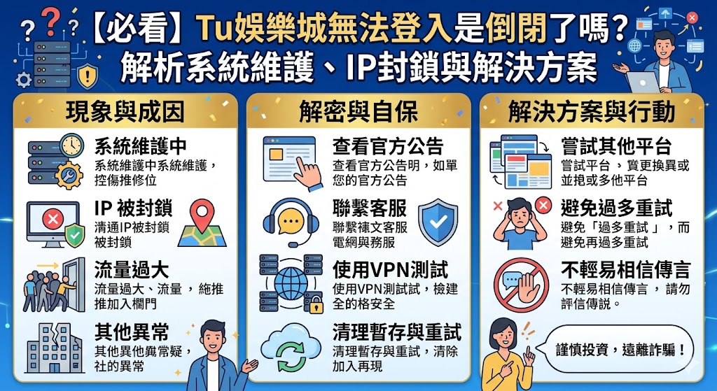 【必看】Tu娛樂城無法登入是倒閉了嗎？解析系統維護、IP封鎖與解決方案