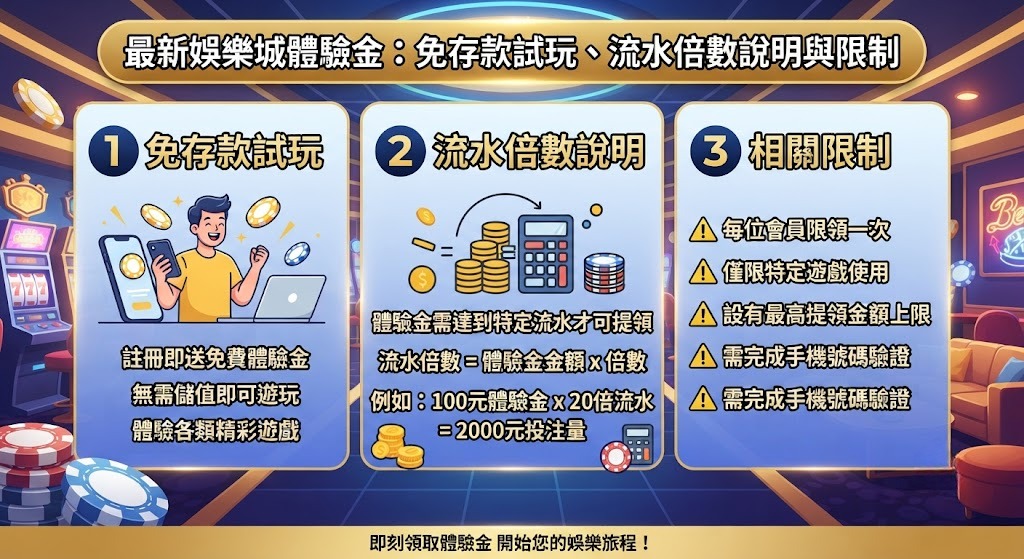 免存款試玩、流水倍數說明與限制